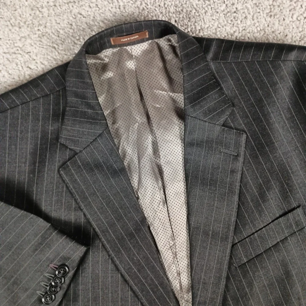 Peter Millar 46R 36W Mens Black Pinstripe Two Button Wool Suit Canada